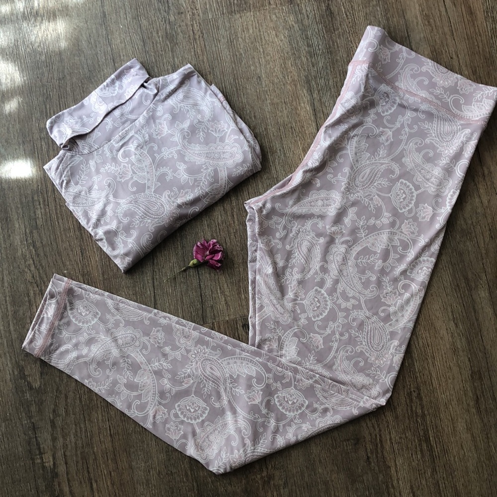 Lavender Lands End turtleneck legging base layer set M